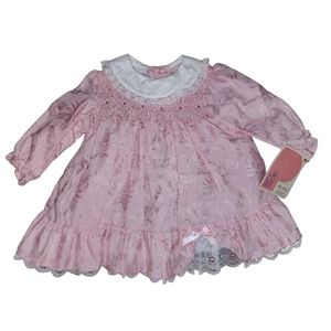 Deadstock Polly Flinders Baby Toddler Girl sz 18mo Vintage 1970s Pink Dress